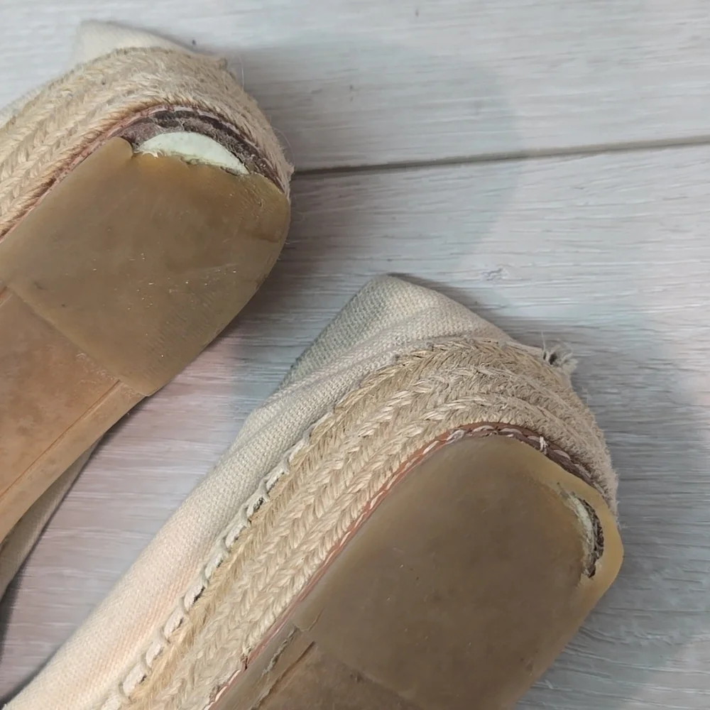 Tory Burch Women's Textile Espadrille Wedge Logo Shoes Sz 8M
